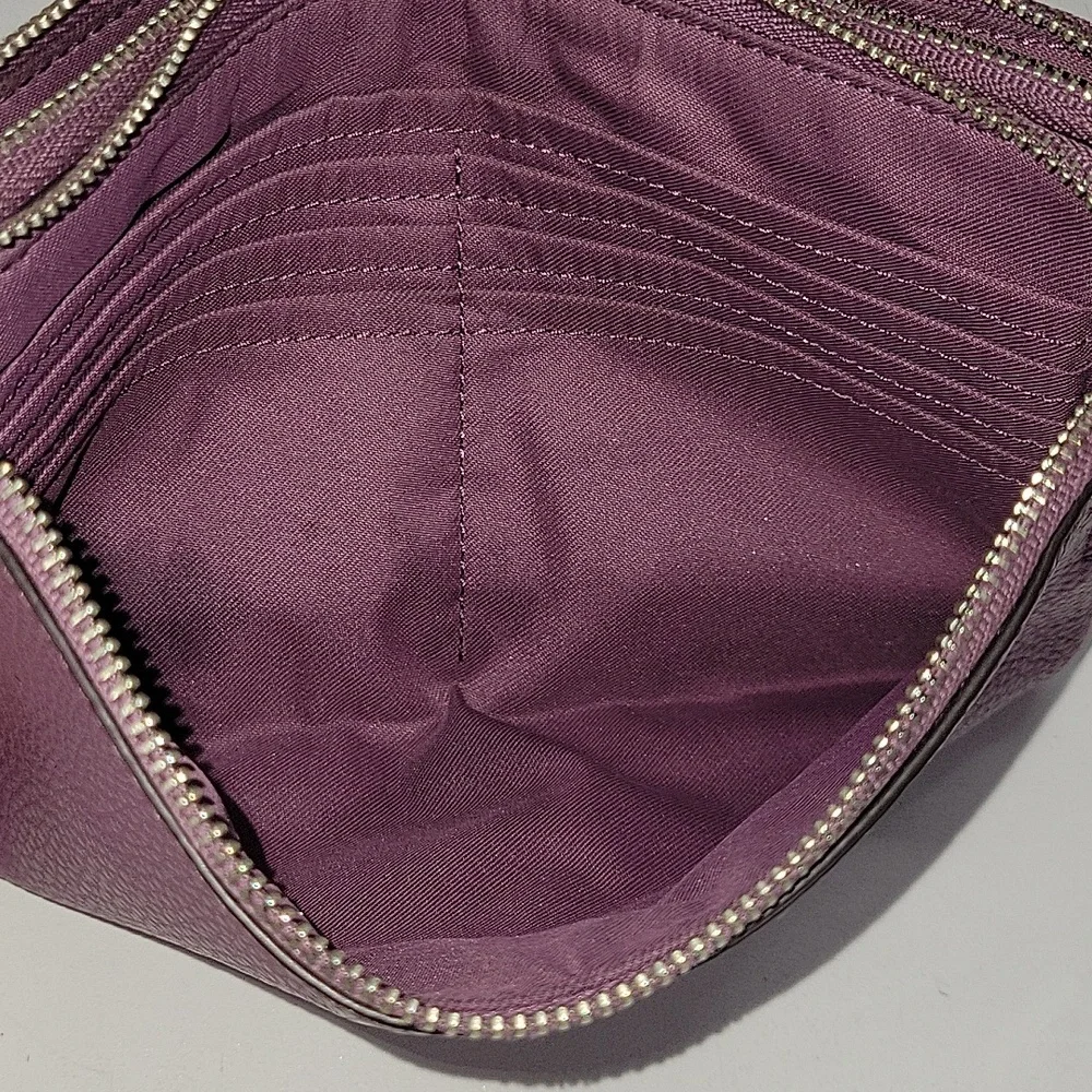 Coach Purple Pebble Leather Wristlet Clutch Bag F87587